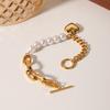 Premium Pearl Bracelet for Women, Stainless Steel Heart Pendant Spliced Chain OT Clasp Titanium Steel Jewelry
