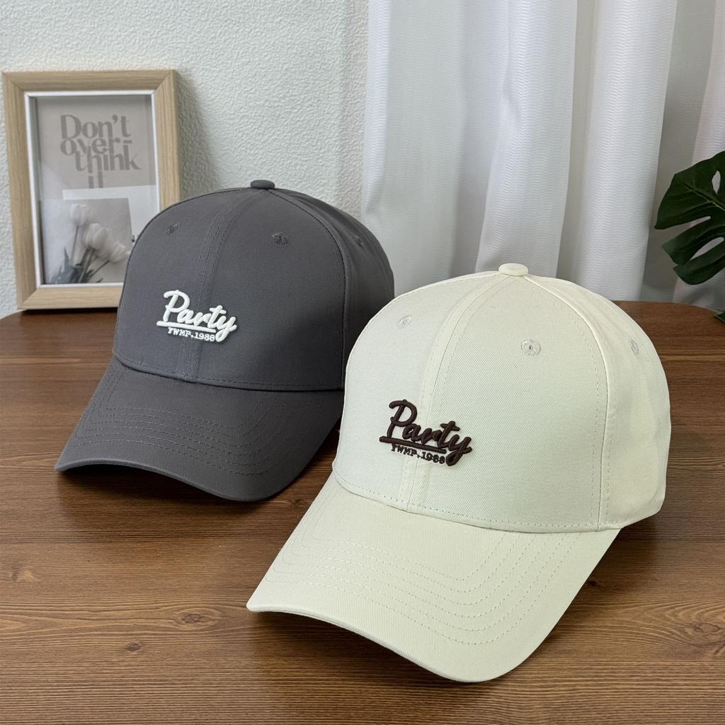 Fashion Hat American Embroidery Letter Baseball Cap Wide Brim Hard Top Cap White Spring and Summer Male and Female Couples Tide Show Small Tide