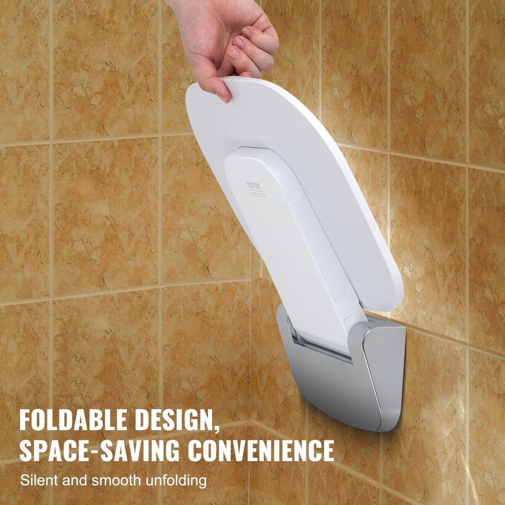 Folding Shower Seat 13.6'' X 12.8'' Wall Mounted Shower Bench 450 Lbs