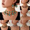 Boho Ethnic Rhinestone Tassel Necklace Earrings Set for Women, Vintage Statement Jewelry, Sparkling Fashion Accessories