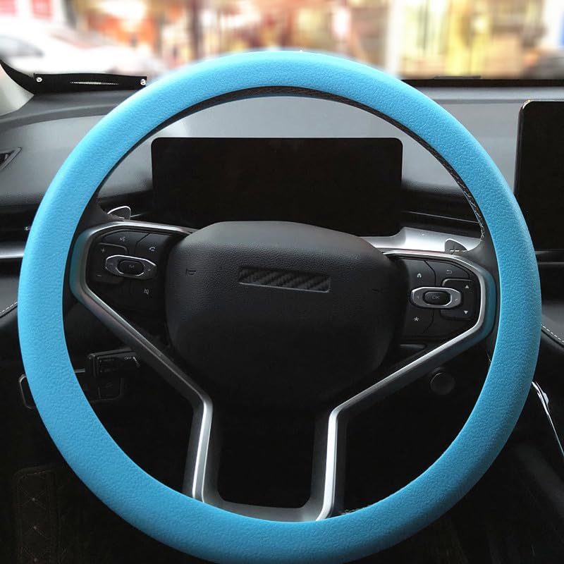 Universal Black Car Steering Wheel Cover: RPKEY 13.5 To 15 Inches Silicone Steering Cover Compatible With Most Car Models Including Round D Shape