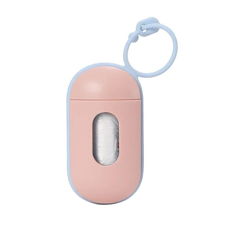 Portable Dog Poop Bag Dispenser with 15 Poo Bags, Hanging Dog Waste Bag Holder for Dog Walking, Pet Garbage Bags