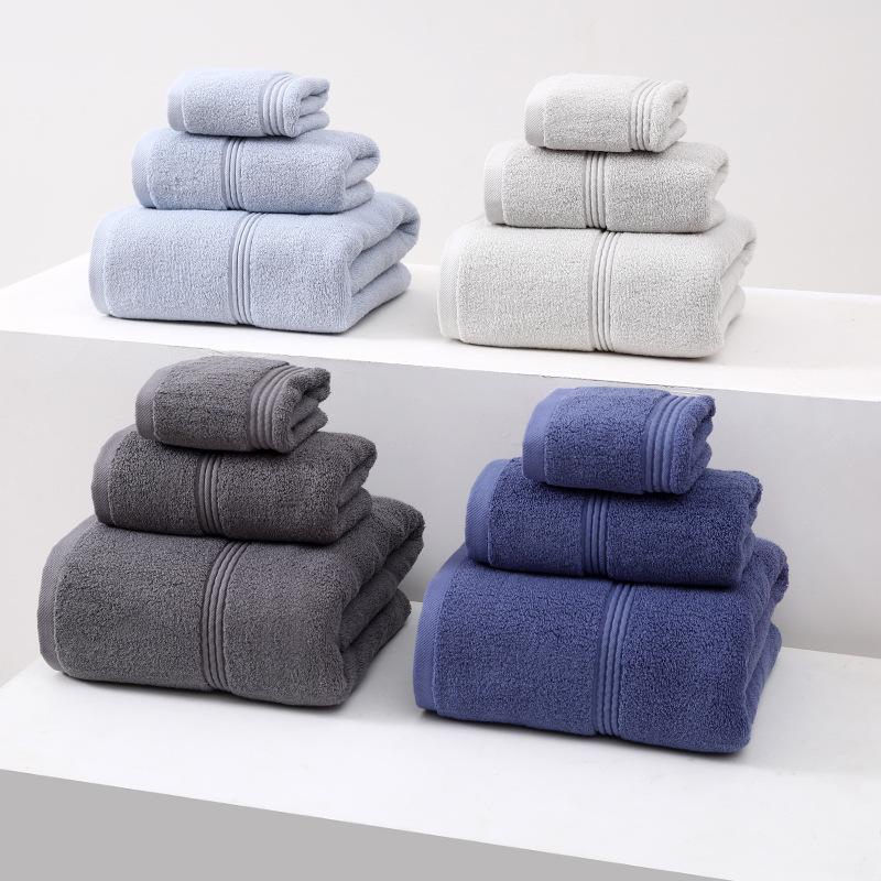 3pcs Luxurious Cotton Towel Bath Washcloth Cotton Towel Solid Color Soft Absorbent Towels Suitable for Both Adults and Children