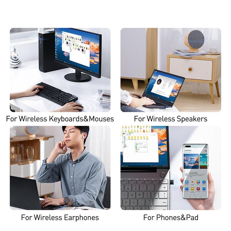 Baseus Προσαρμογέας USB Bluetooth Bluetooth 5.1 Δέκτης-Πομπός Ήχου Μουσικής Για PC Ηχείο Φορητό Υπολογιστή Ασύρματο Ποντίκι Πομπός USB