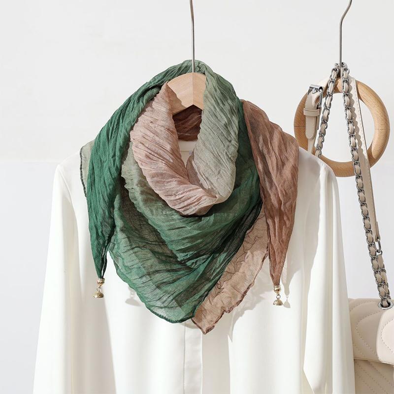 Women Scarf for Women Fashion Square Scarf Bohemian With Magnetic Buckle Casual Long Pleated Outings