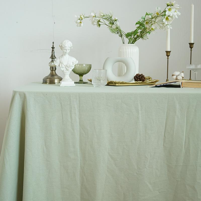 Pure Color Tablecloth Crinkle Cotton Washable Table Cover Tablecloths for Rectangle Table Baby Shower Kitchen Party Wedding Deco