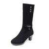 Women's Winter High-Heel Over-the-Knee Boots with Velvet Lining and Chunky Heel
