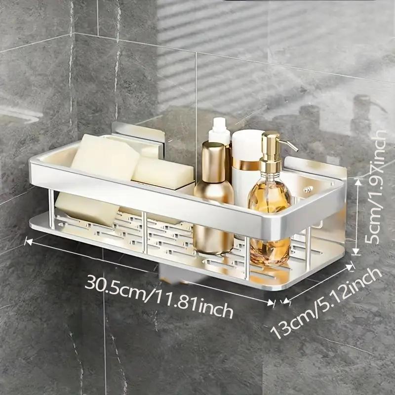 Spice Rack Dish Wall Shelf Kitchen Cabinet Storage Shelves Drying Sink Nail Free Wall Hanging Corner Rectangular Rack