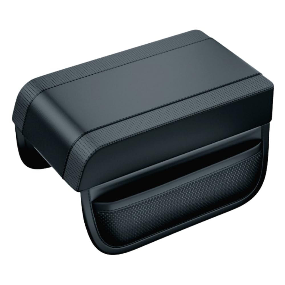 

ideamall Armrest Cover Cushion Car Storage Leather Material Black