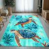 Sea Turtle Rug Kids Room Watercolor Ocean Carpet Cute Marine Life Decor Baby Play Mat Indoor Outdoor Rug Soft Comfortable