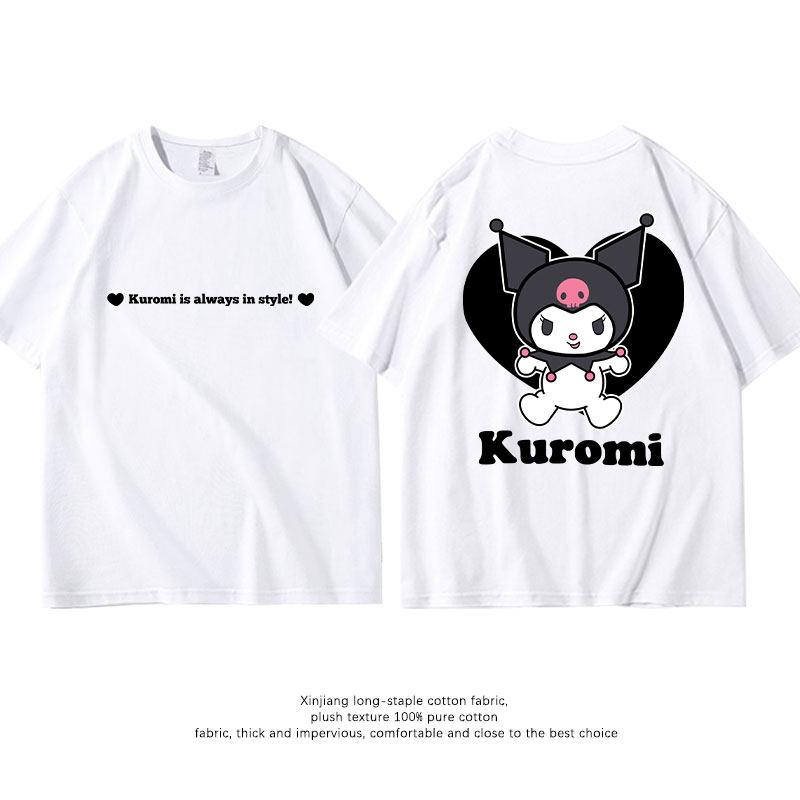 Kulomi Summer Pure Cotton Childrens Tshirt Fashionable Doublesided Cartoon Printed Parentchild Outfit Round Neck Top S