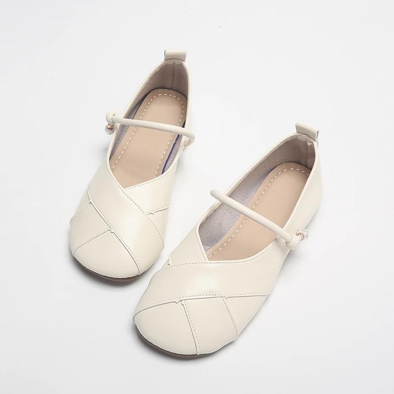 

Women Leather Flats Shoes 2024 New Women Flat Footwear Spring Summer Mary Janes Casual Shoes Retro Buckle Shallow Mouth Sandals 35 бежевий