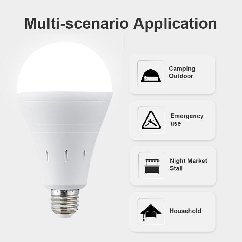 9W 15W Emergency Light Bulb Portable Rechargeable Lighting Bulb With Hook E27 Led Energy-Saving Lamps For Camping Night Fishing