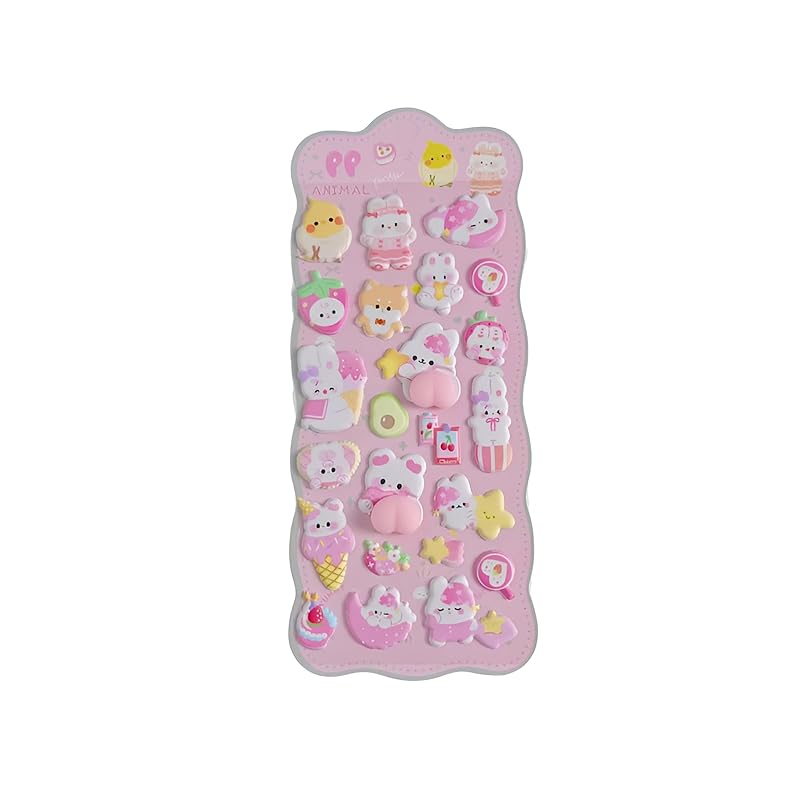 [Firmiarii] Cute 3D Relief Stickers, Made of Epoxy Resin, Safe Material, Ready-to-Use Adhesive, Easy Removal, Repeatable Adhesive, Various Animal
