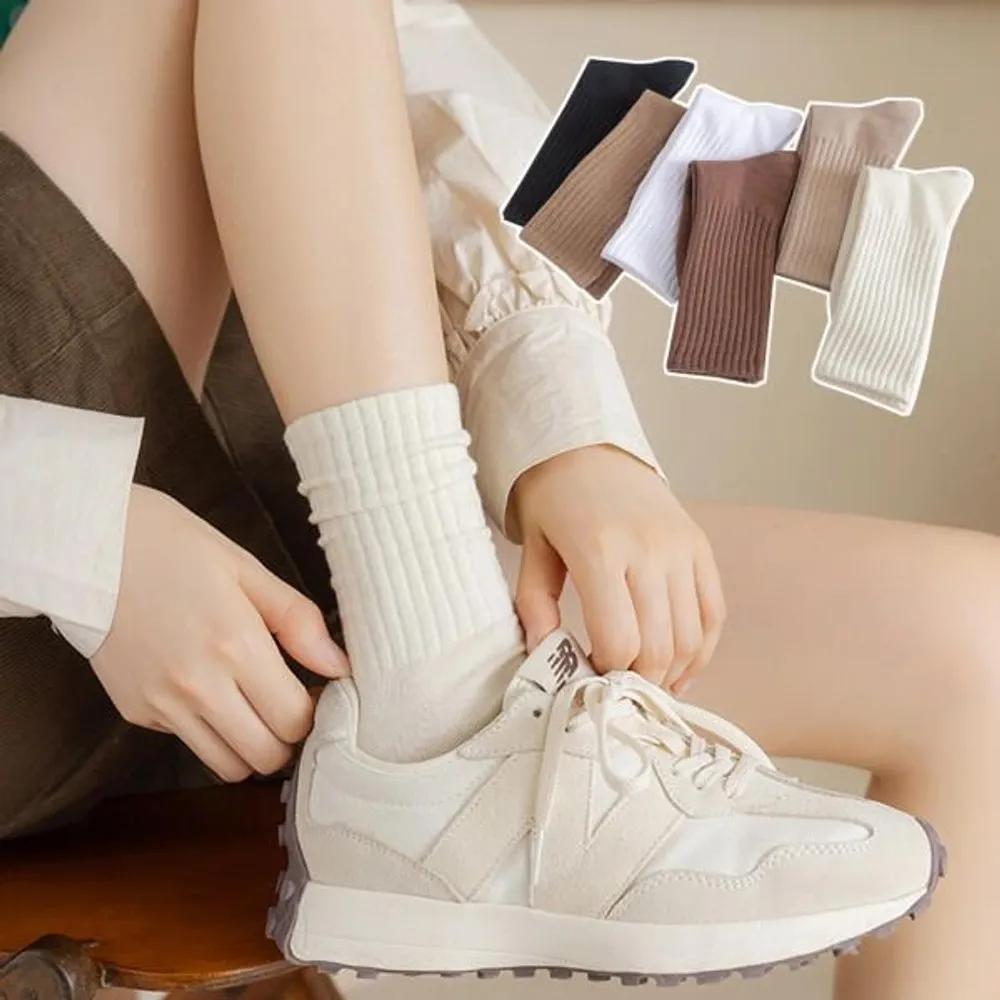 Loose Luna Flare Stretchy Mid-Length Ribbed Socks 6-Pair Set 6-piece set