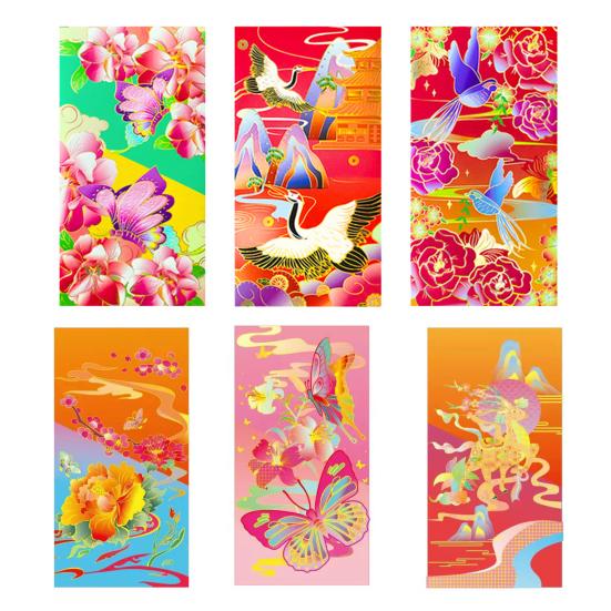 

6 шт. инновационный новогодний стиль с узором ярких цветов красный карман 2023 для