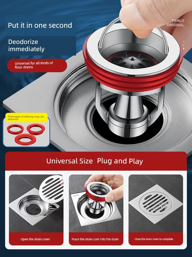 New Model Anti-Odor Drain Device for Bathroom, Universal Inner Core Anti-Backflow Valve, Anti-Odor Gadget for Drain Pipes, Sealing Cover