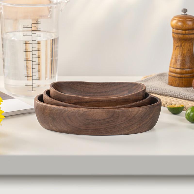 Black Walnut Wooden Boat Bowl & Serving Tray