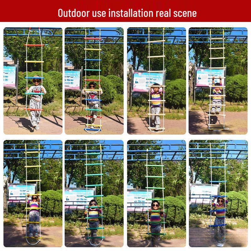 Colorful Indoor Kids Climbing Rope Ladder with Swing