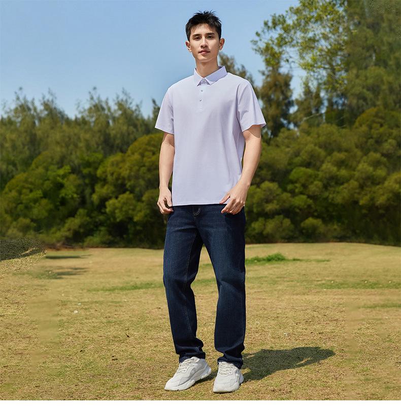 Unisex Summer Ice Silk Polo Shirt, Short Sleeve, Elastic Business-Casual, Custom Logo Option