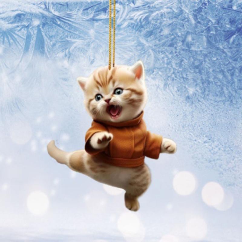 Cats Keychain Cute Cats Keychains Judo Kittens Keyring 2D Flat AcrylicCharm Funny Keychain for Women Girl
