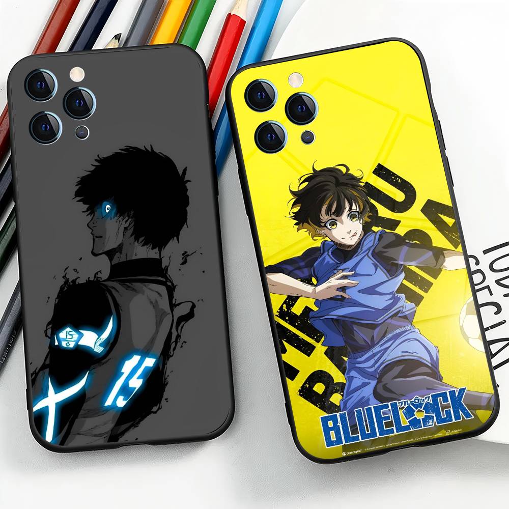Anime B-Blue Lock For IPhone 17 Air 16 15 14 13 12 11 Pro Black Soft Cover Phone Case