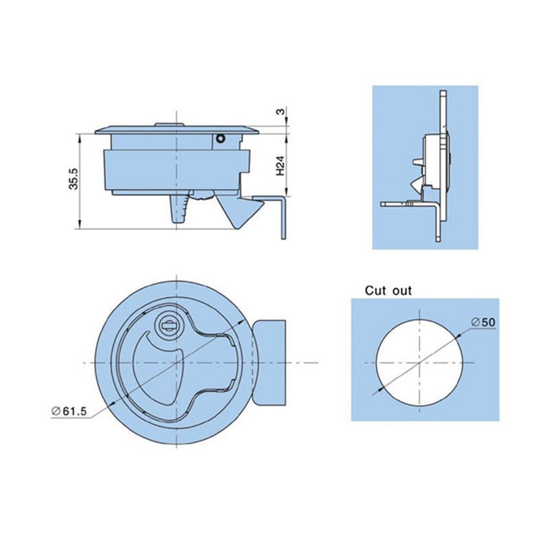 1 Piece Rv Toilet Door Lock Marine Deck Lock Floor Snap Lock With Key Round Lock