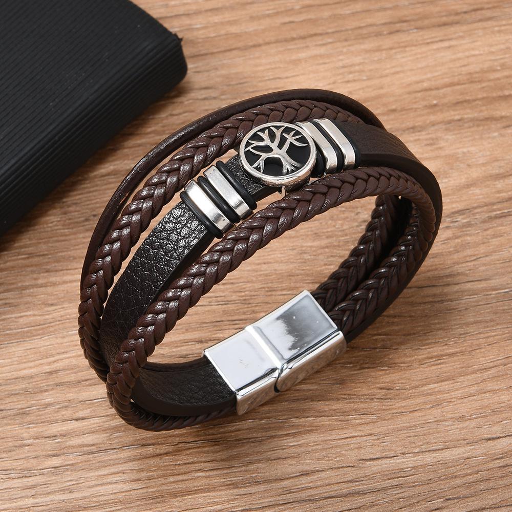 Винтажный многослойный мужской браслет «Древо жизни»