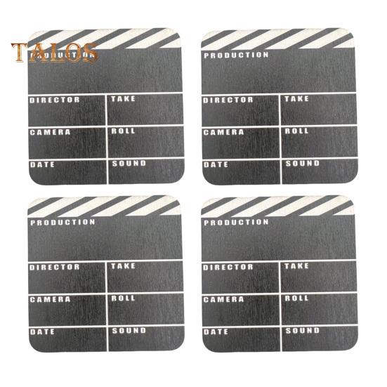4 stk filmkinolappbrett trebrikkesett Vanntette tekannematter Slitesterk drikkedekke for salongbord Hjemmekontorgaver