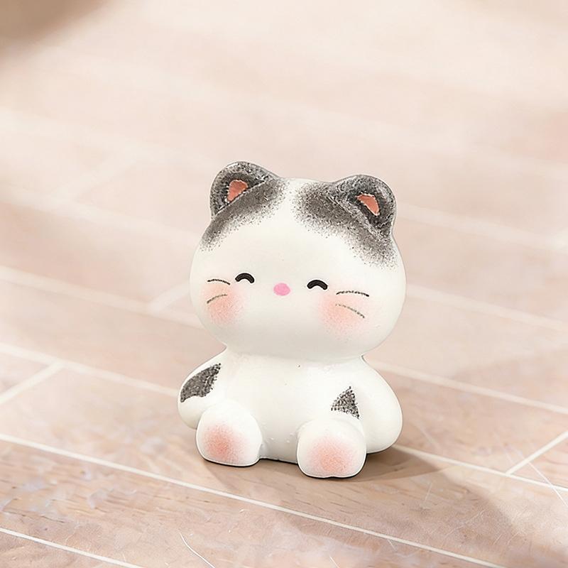 10Pcs Cute Mini Cat Figurines Resin Craft Hand Painted Tiny Kitten Models For Fairy Garden Diy Micro Landscape Decor Accessorie