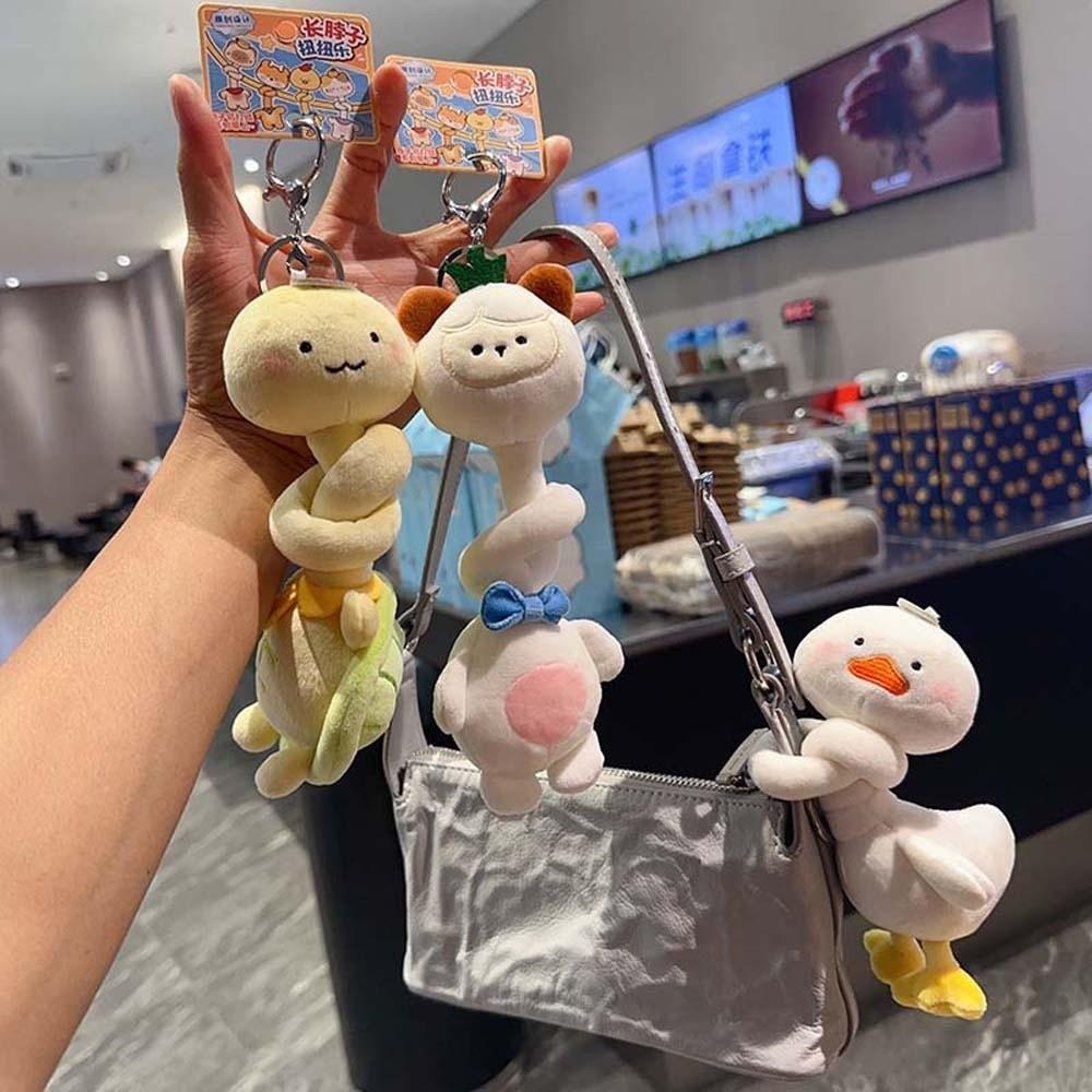 Creative Design Knotted Plush Pendant Ultra-Soft Fabric Vibrant Colors Long Neck Stuffed Doll Flexible Structure