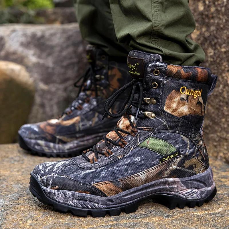 2025 Camouflage Professional Hiking Boots Men Outdoor Non-slip Hunting Boots High Top Waterproof Climbing Trainers Shoes For Men