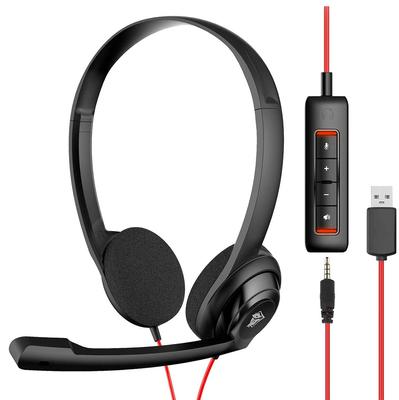 NUBWO HW02 USB-Kopfhörer mit Mikrofon zur Geräuschunterdrückung, kabelgebundenes On-Ear-Headset für Büro-Callcenter für Boom-Skype-Webinare, Inline-Steuerung