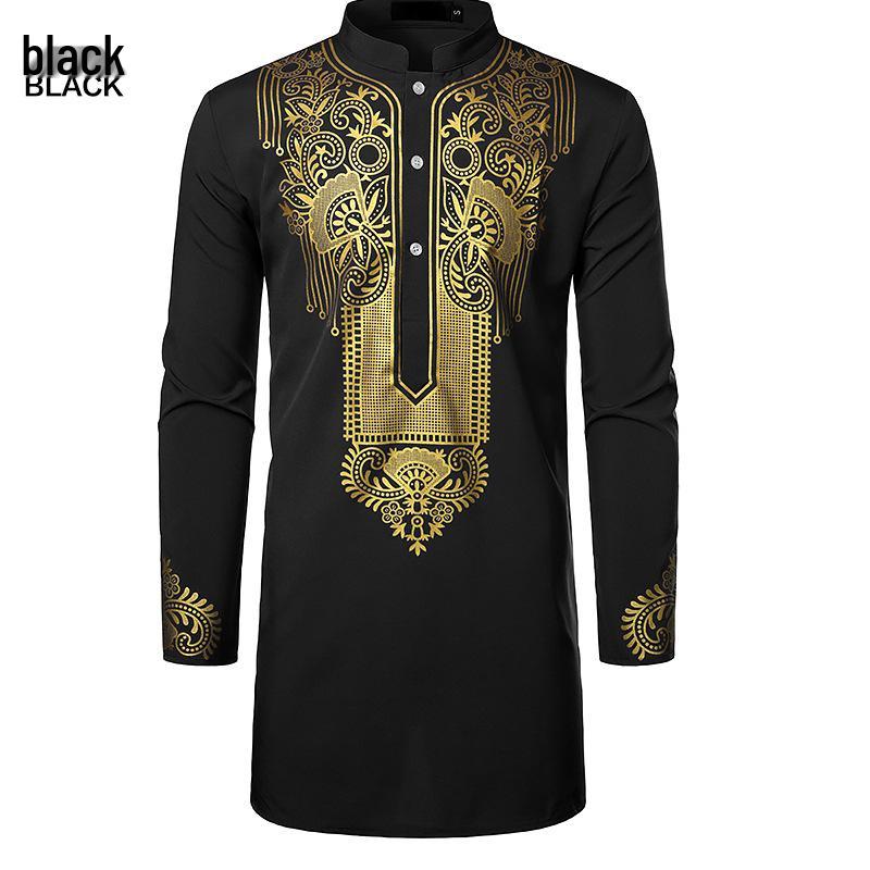 Men's Casual African Style Long Sleeve Print Shirt