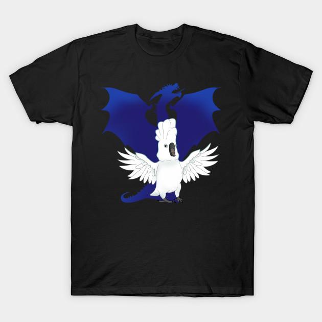 Men Black Print T-shirt Parrot Dragon Shadow Umbrella Cockatoo No-Cut Transfer Paper Print Cotton Tshirt M чёрный