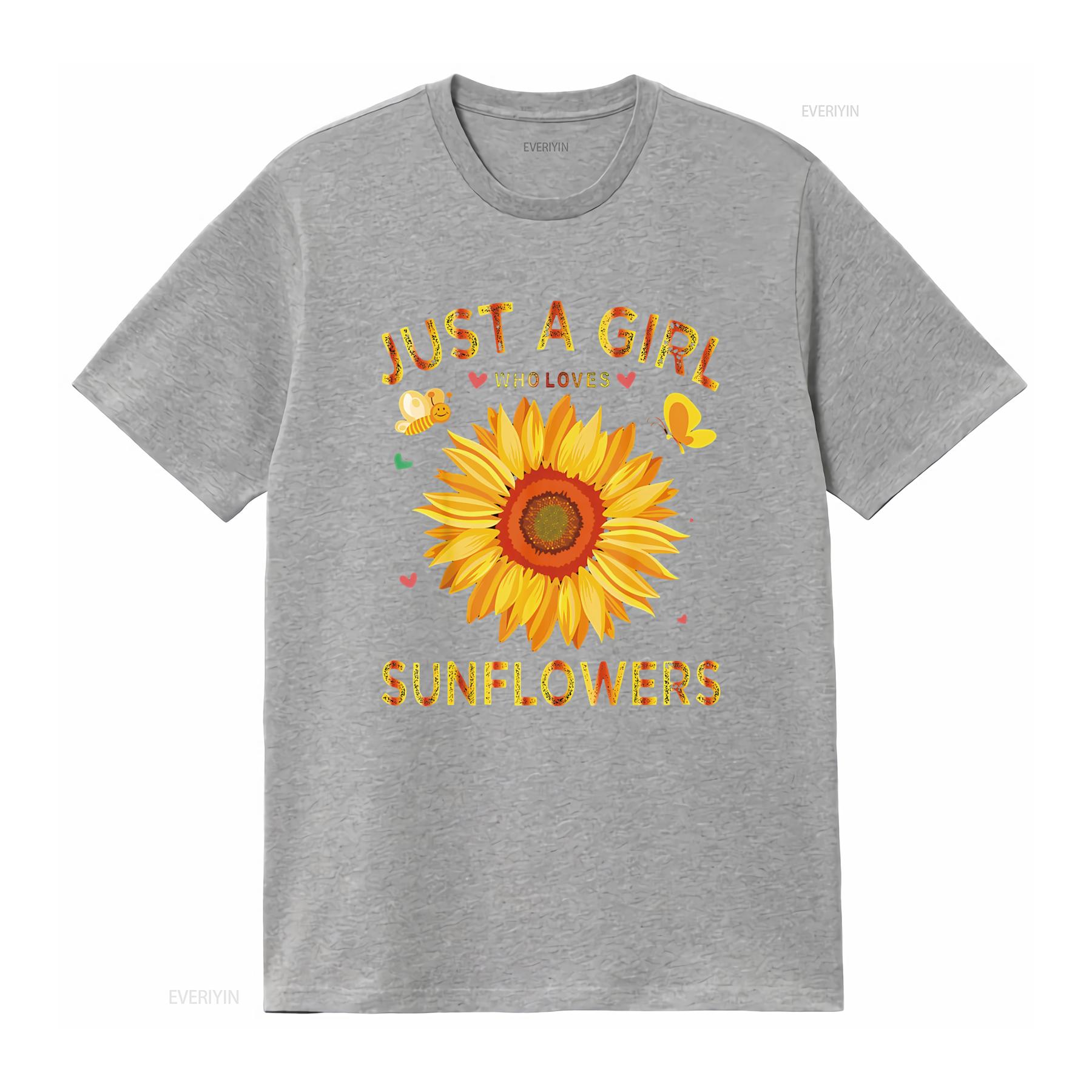 

Fashion Sunflower T Shirt For Women Crewneck Just A Girl Who Loves Sunflowers Black vintage Washed Breathable Unisex S