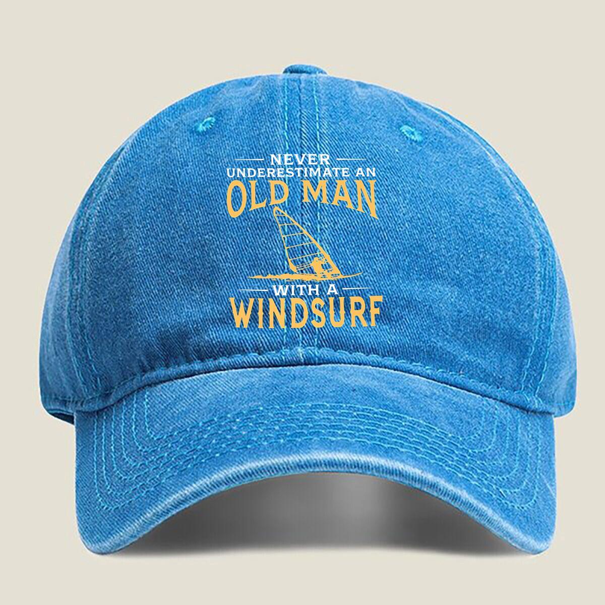 

Windsurfing Old Man Washed Baseball Cap One Size озеро синий