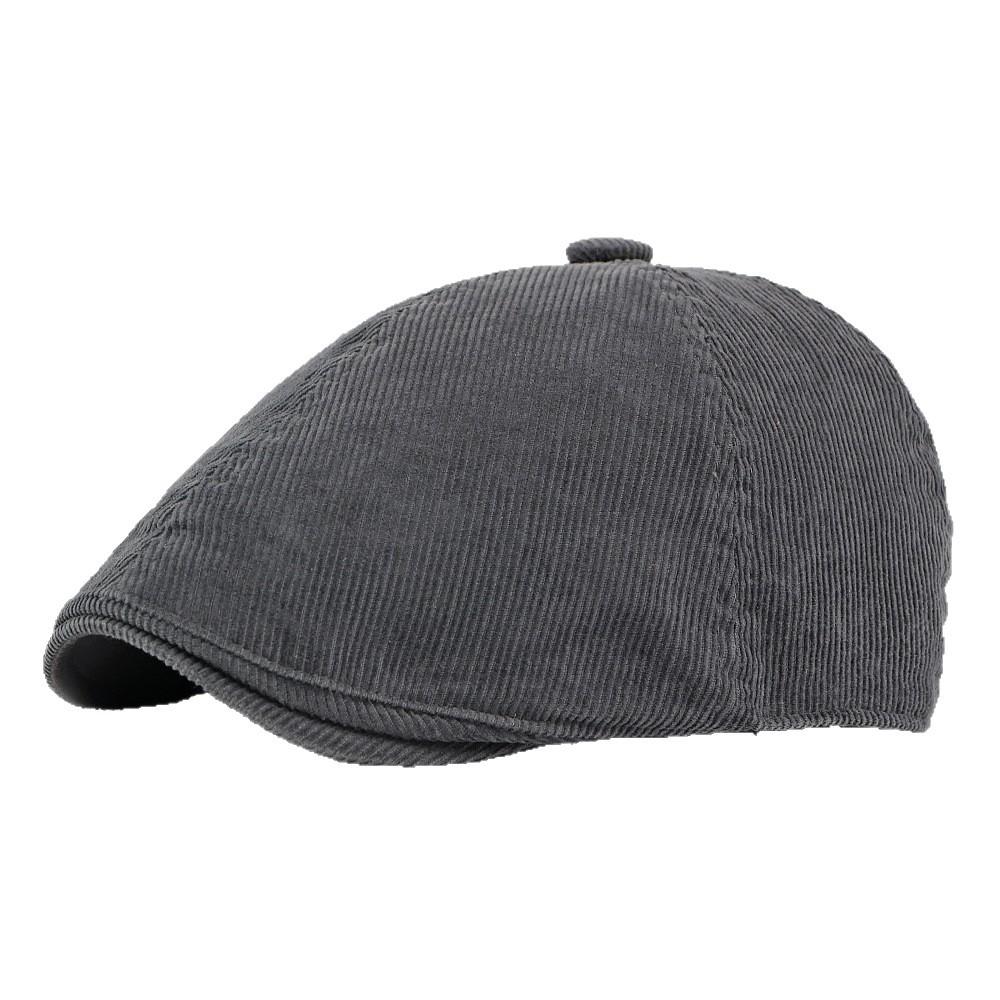 Retro Corduroy Flat Cap for Men Women Vintage British Style 6-Panel Newsboy Hat Unisex Casual Ivy Cabbie Peaked Cap Beret