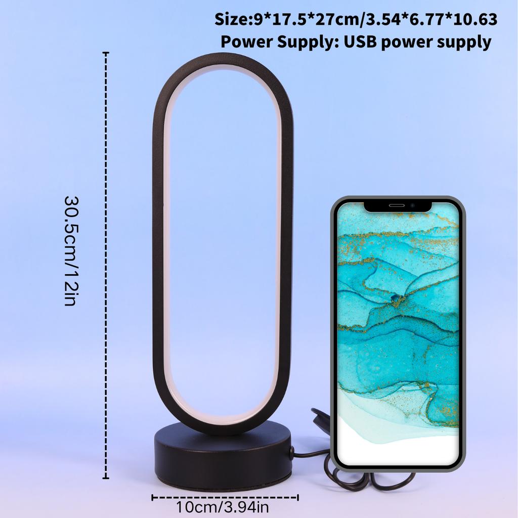 1pcElliptical Ring Runway LED Table Lamp, 3‑Color Temperature Dimmable USB Bedside Lamp, Minimalist Night Light, Home Decor Gift