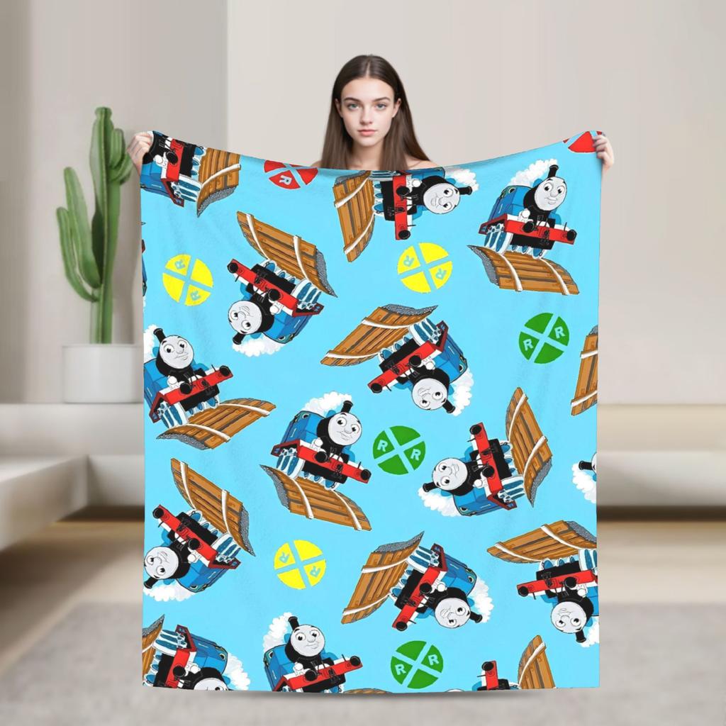 T-Thomas De Treinvriendjes Deken Kwaliteit Warm Zacht Cartoon Plaid Deken Winter Reis Bank Stoel Sofa Bed Pluizig Sprei