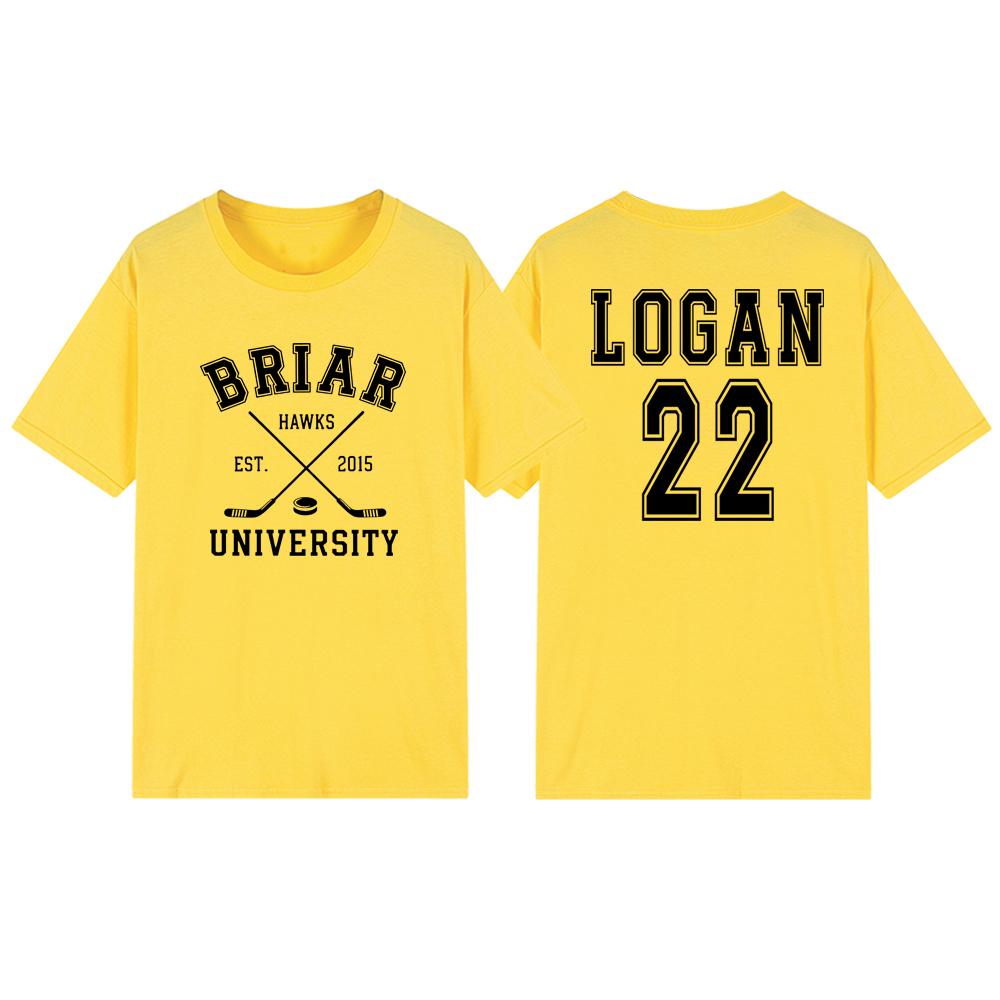 Briar University Logan 22 Hockey Two-Sided T-Shirt Off Campus Series Shirt Hockey Romance Tee Unisex Casual Graphic T Shirts