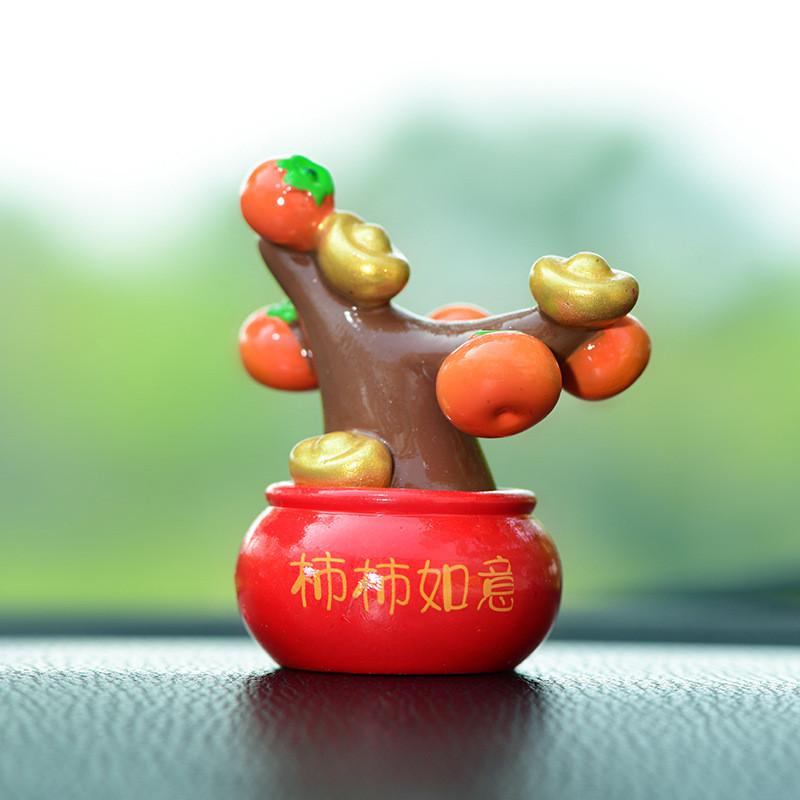 

Modern Resin Car Decoration Set With Lucky Bamboo And Prosperity Symbols For Vehicle Interior Decor Red