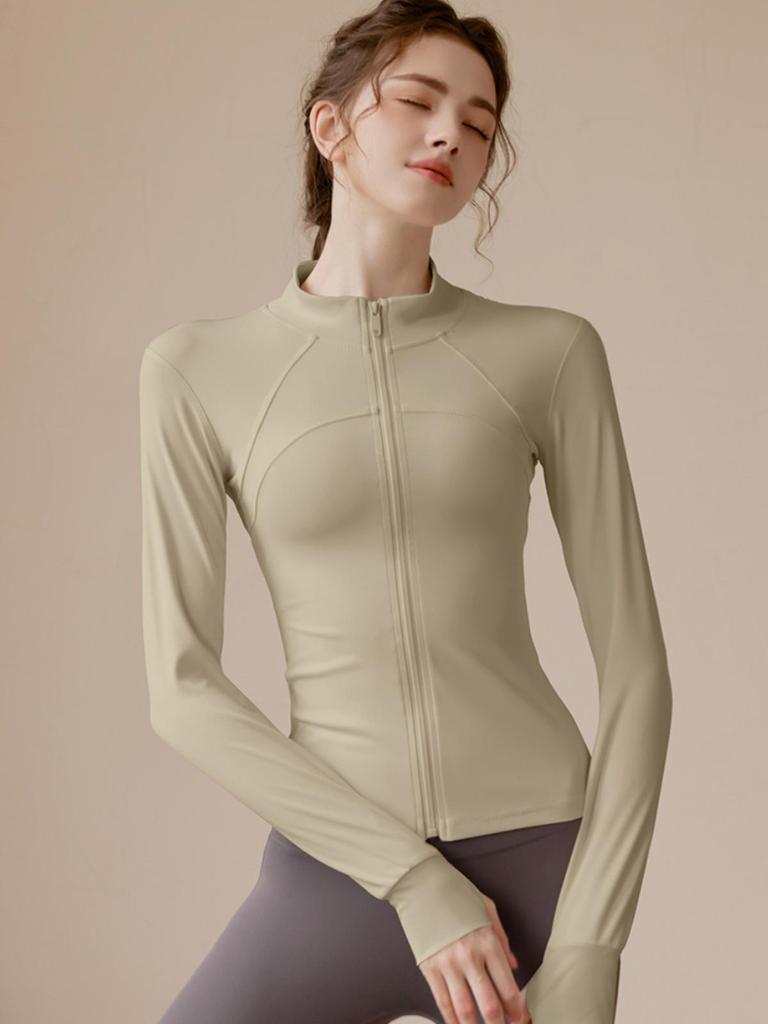 Women's Quick-Dry Stand Collar Zipper Jacket - Slim Fit Long Sleeve Sportswear