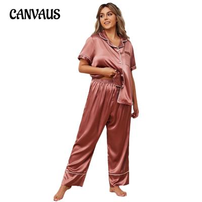 Moteriškas didelio dydžio pižamos ledinis šilkas laisvalaikio kelnės trumpomis rankovėmis, namų kostiumas