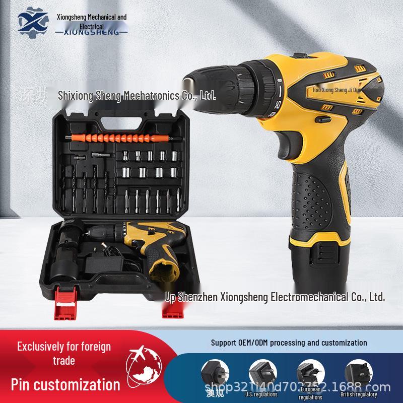

Dual-Battery Lithium Electric Drill Set - Pistol Grip, DIY Impact Drill with Charger for Home Use One Battery Set (US/EU Standard)