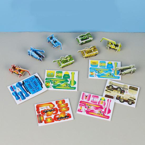 100Pcs/Set Kids 3D Puzzle Toy Number Animal Dinosaur Airplane Tank Spinning Top Cognition Jigsaw Assembly Educational Game Kit