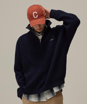 Authentic Wappen Half Zip Knit Dark Navy