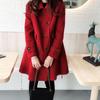 Women Fall Winter Trench Coat Double-breasted Thick Warm Vintage Woolen Mid Length