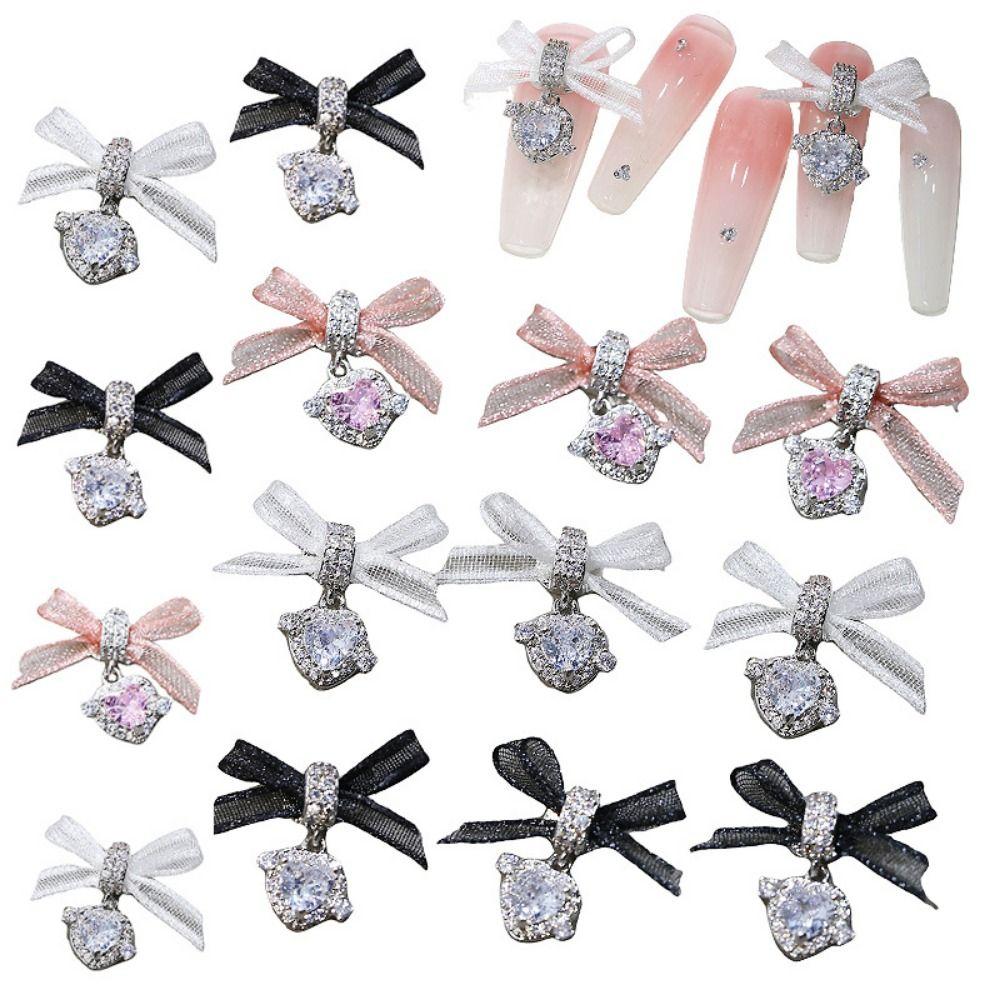 1 PCS Manicure Ornaments Zircon Nail Art Accessories Lace Bow Love Nail Decorations  Women
