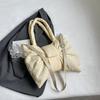 Nylon Puffer Shoulder Bag Women Bowknot Tote Bag Adjustable Strap Female Handbags Purse Causal Crossbody Messenger Bag